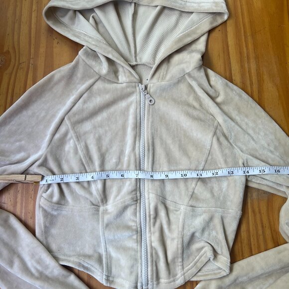 Out From Under Velour Cropped Corset Zip-Up Hoodie Ivory Size M Urban Outfitters - Picture 12 of 15